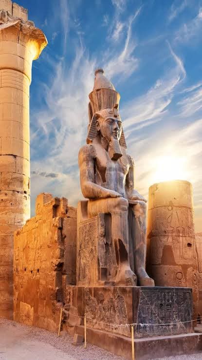 Facade of the Abu Simbel Temple in southern Egypt.