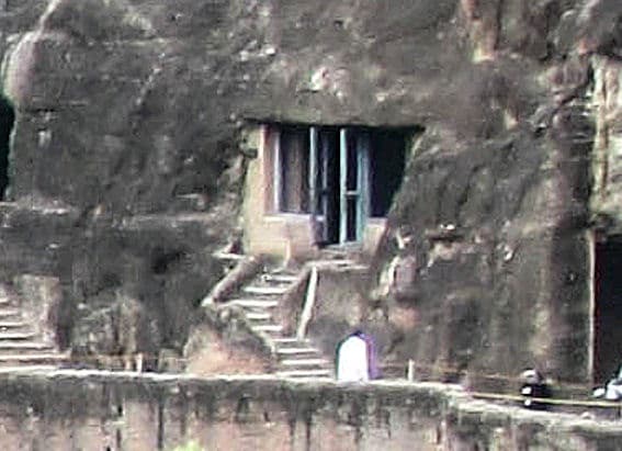 Ajanta Cave 13 exterior in Maharashtra, India.