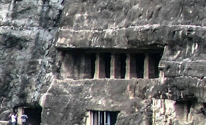 Ajanta Cave 14 exterior in Maharashtra, India.