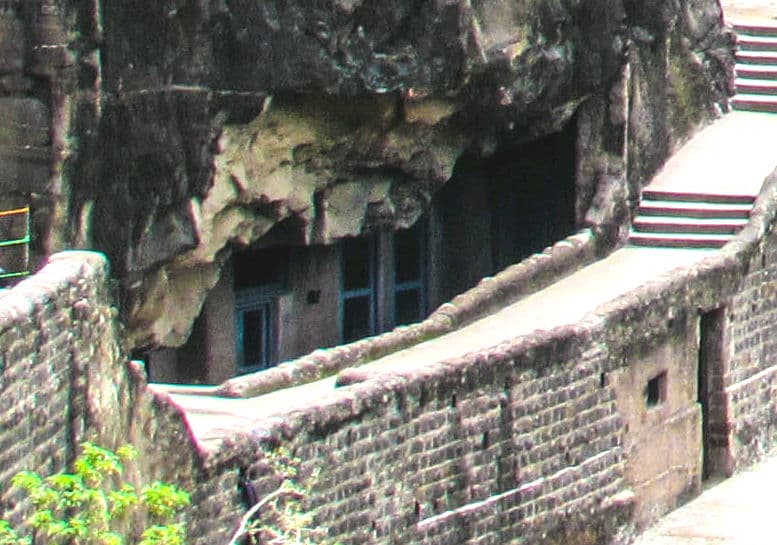 Exterior view of Cave 8 at Ajanta in Maharashtra, India.