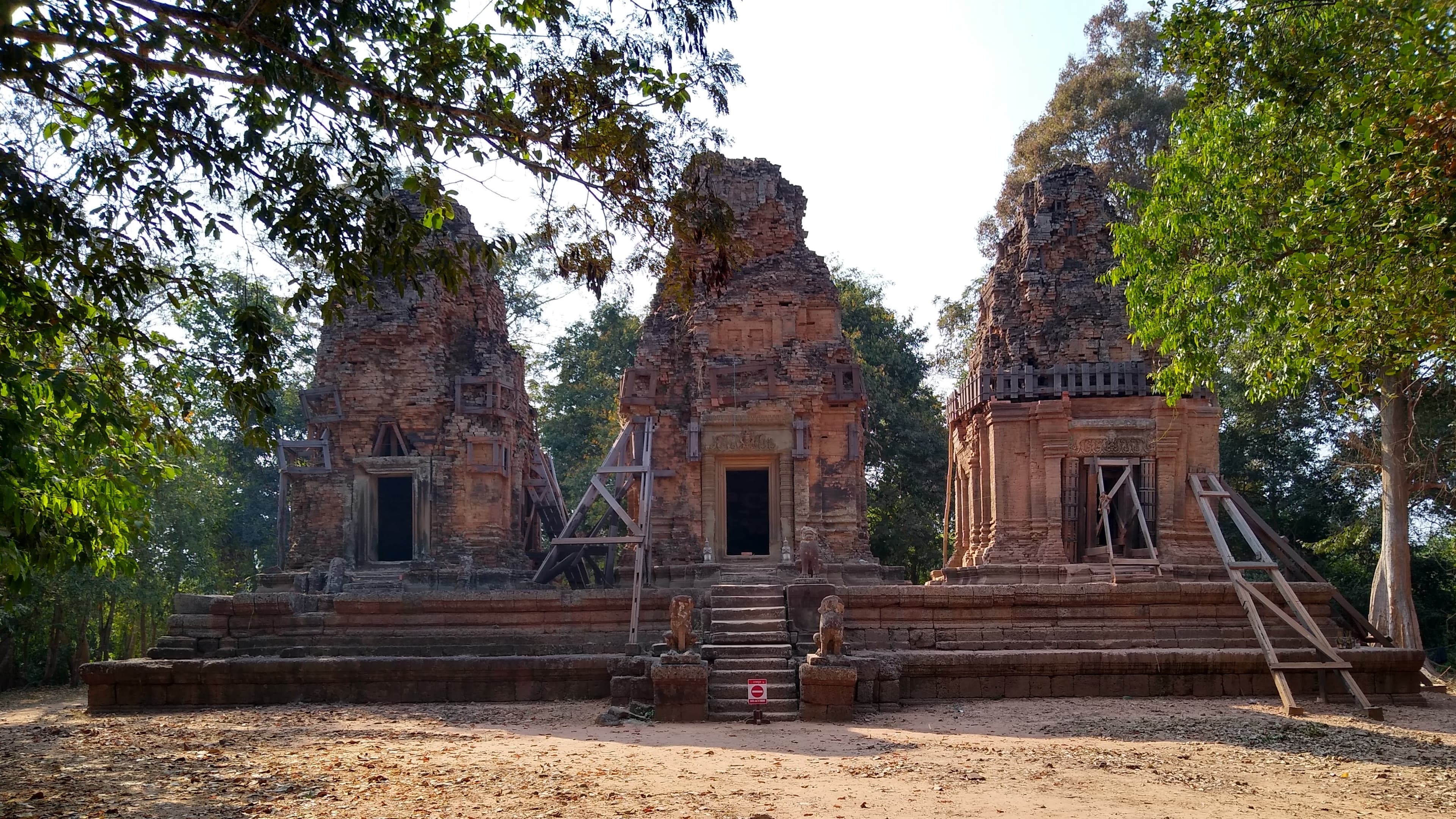 Brick temple towers of Bat Chum at Angkor in Cambodia.