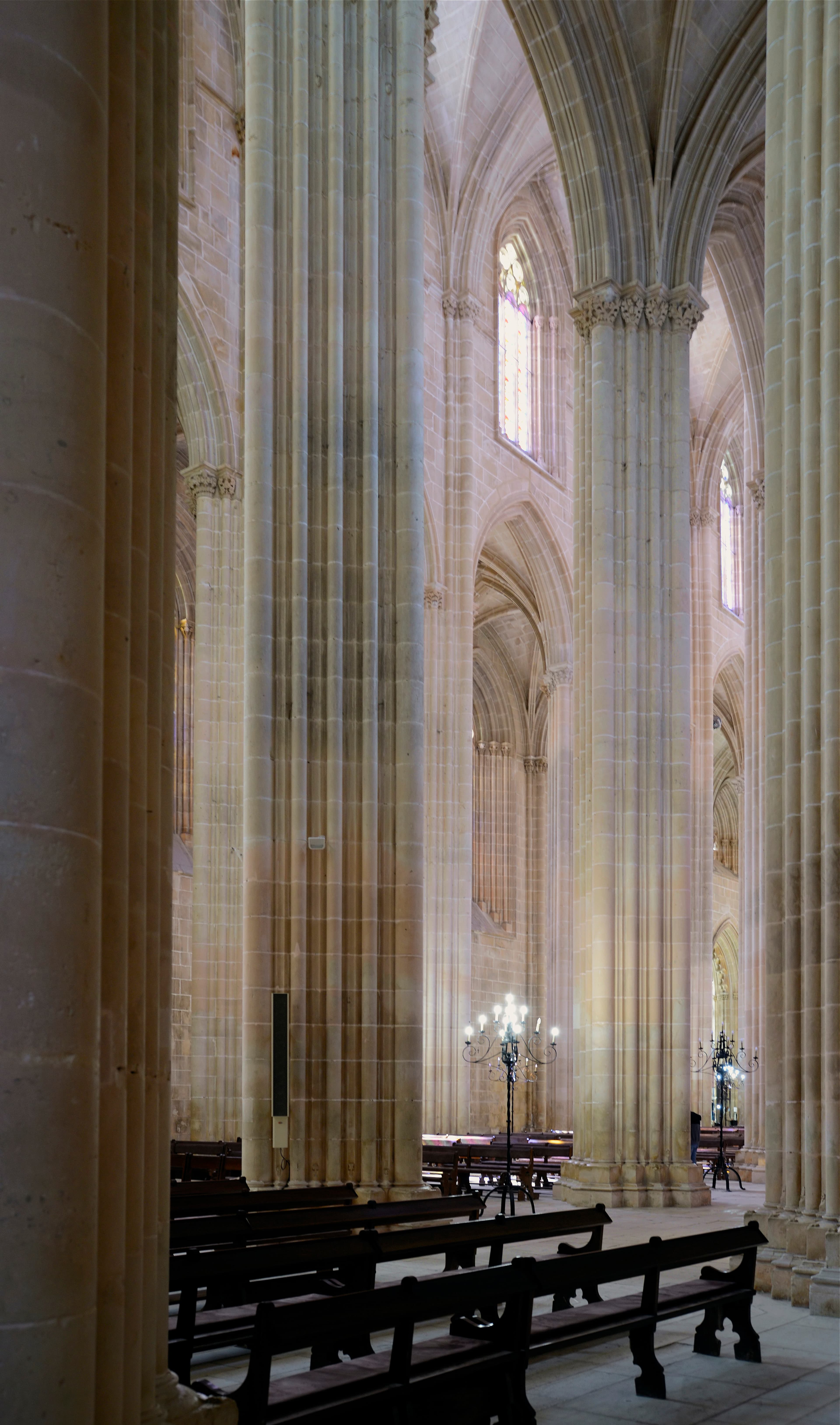 Interior nave of the Church of Batalha Monastery in Portugal.