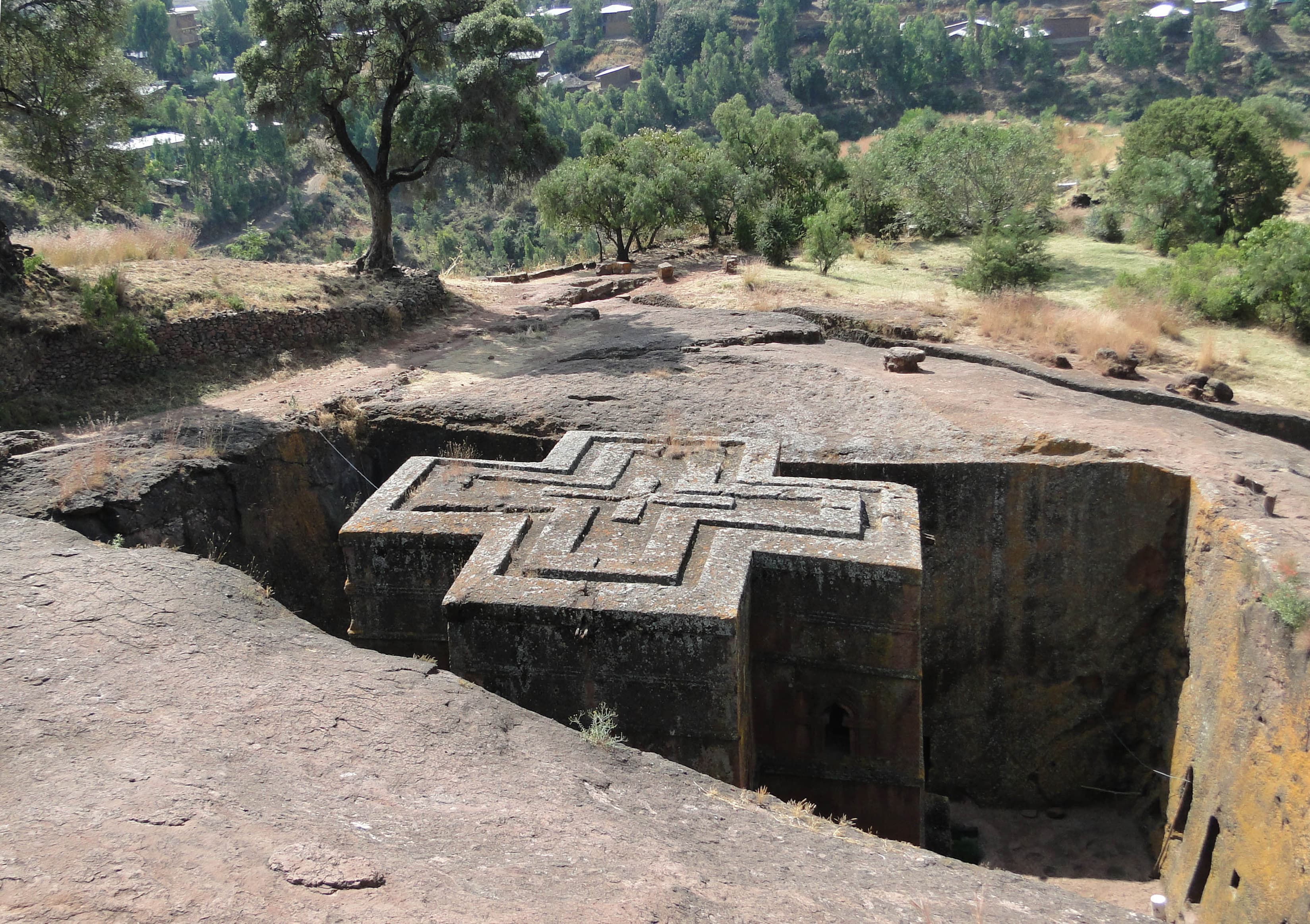 Rock-hewn church of Bete Giyorgis in Lalibela, Ethiopia.
