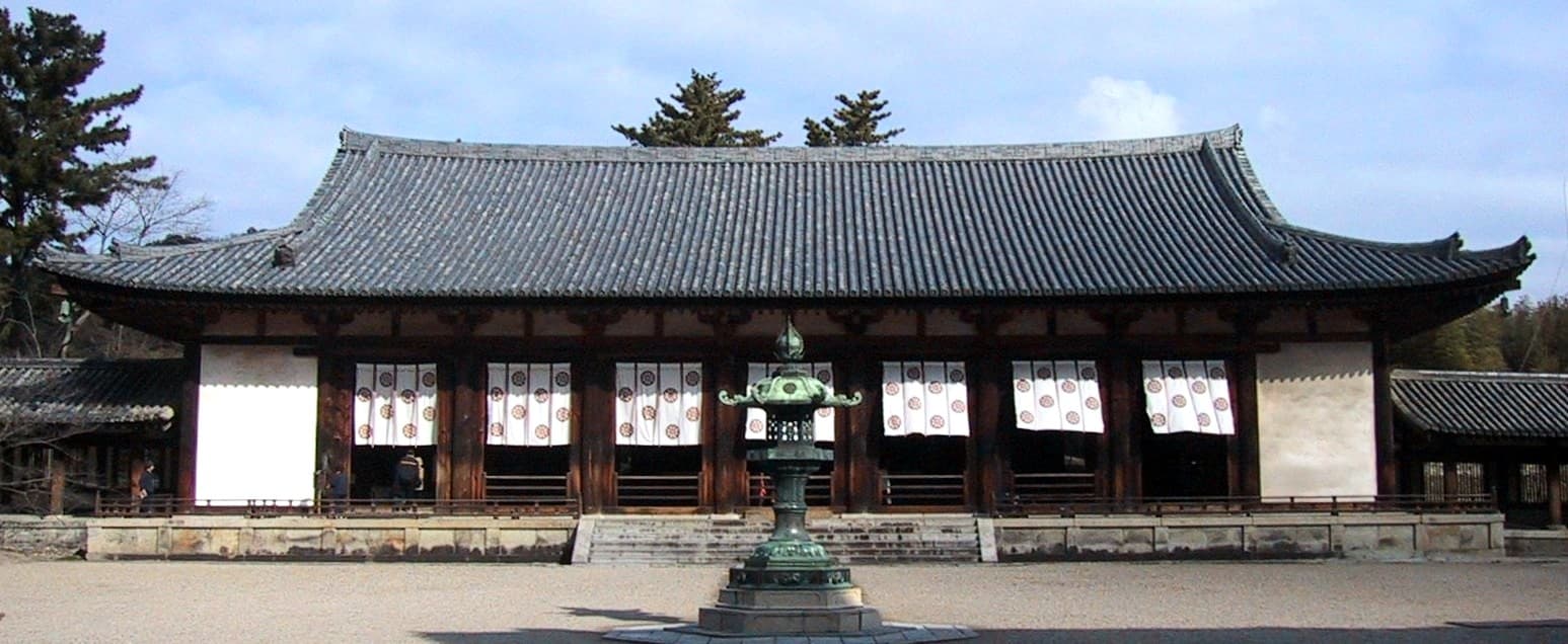 Hall of Large Lecture Hall, Horyu-ji, Ikaruga, Nara Prefecture, Japan.