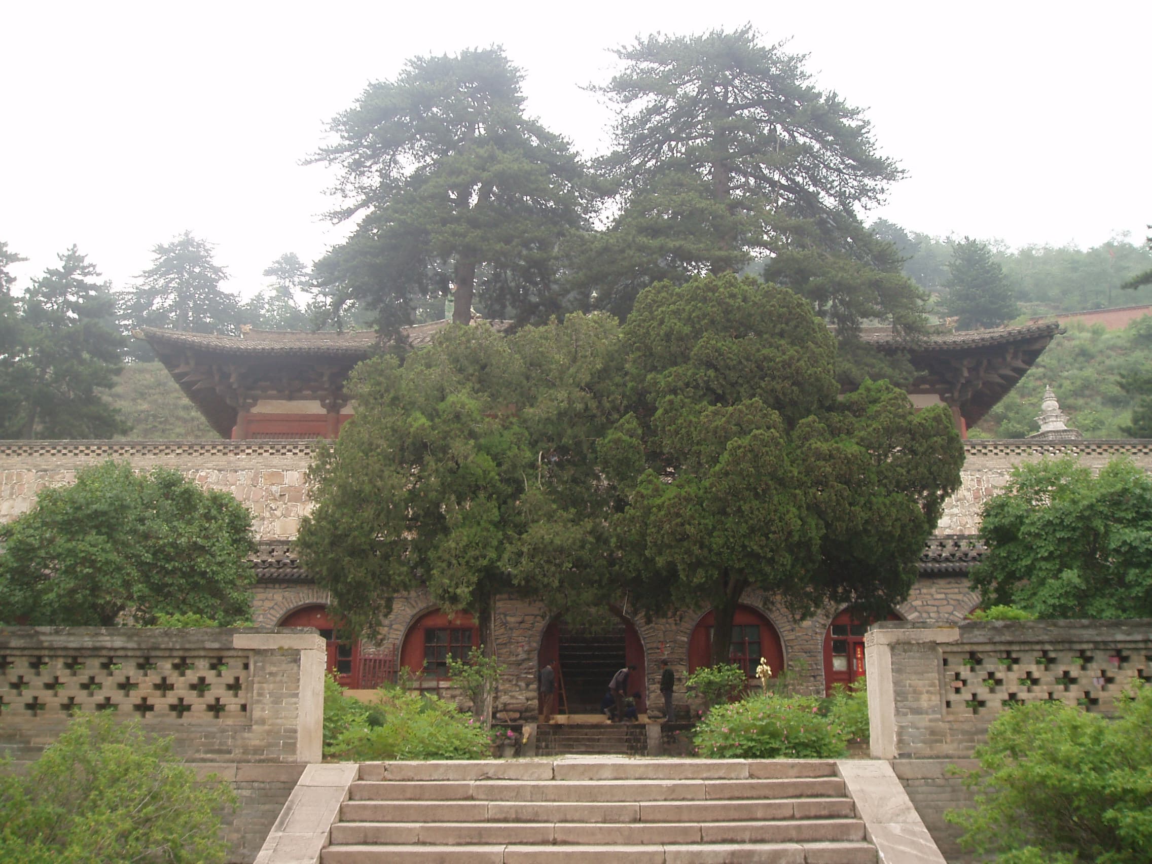 Temple hall and courtyard at Foguang Temple in Shanxi, China.