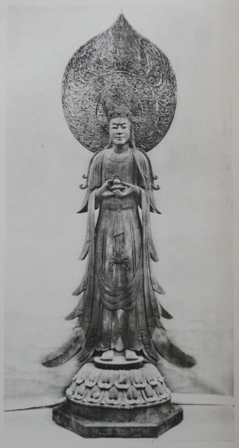Sacred statue of Kuse Kannon, Horyu-ji, Ikaruga, Nara Prefecture, Japan.