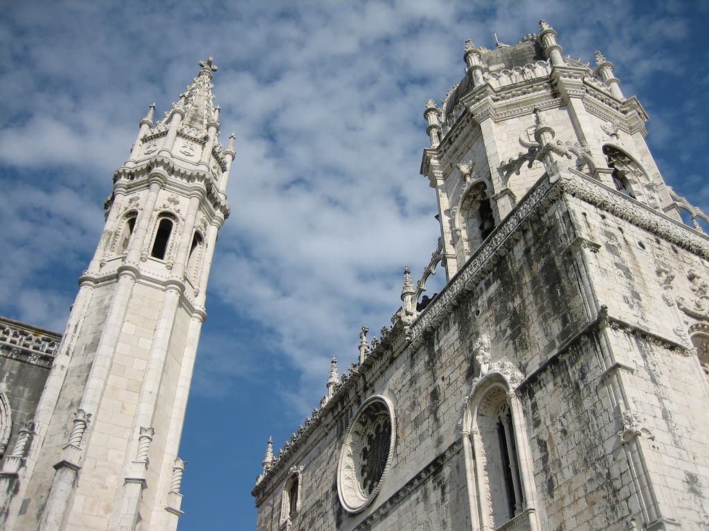 Exterior view of Jeronimos Monastery in Lisbon.