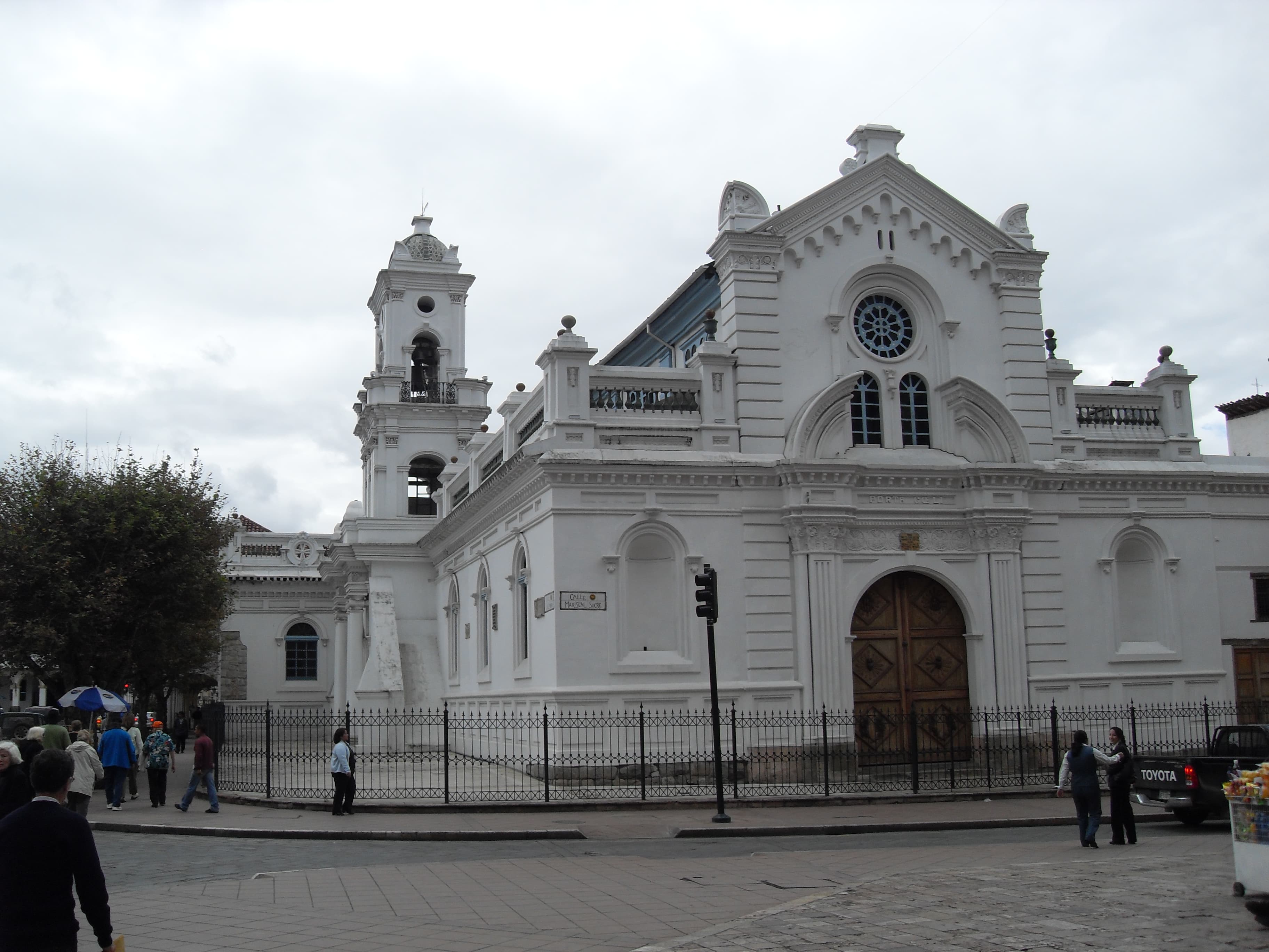 Exterior view of the Old Cathedral of Cuenca in Ecuador.