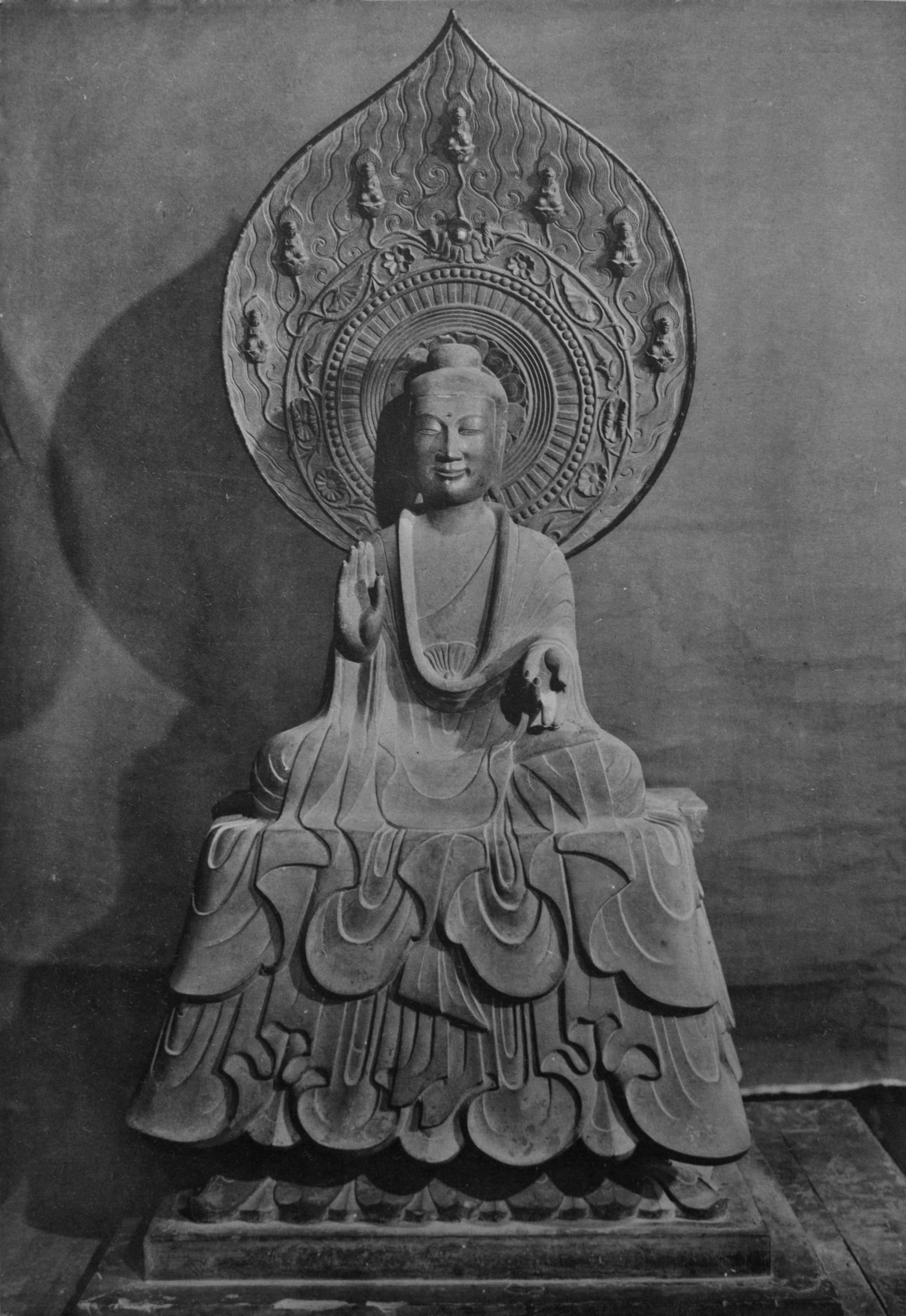 Yakushi Nyorai in the Golden Hall of Horyu-ji in Nara, Japan.