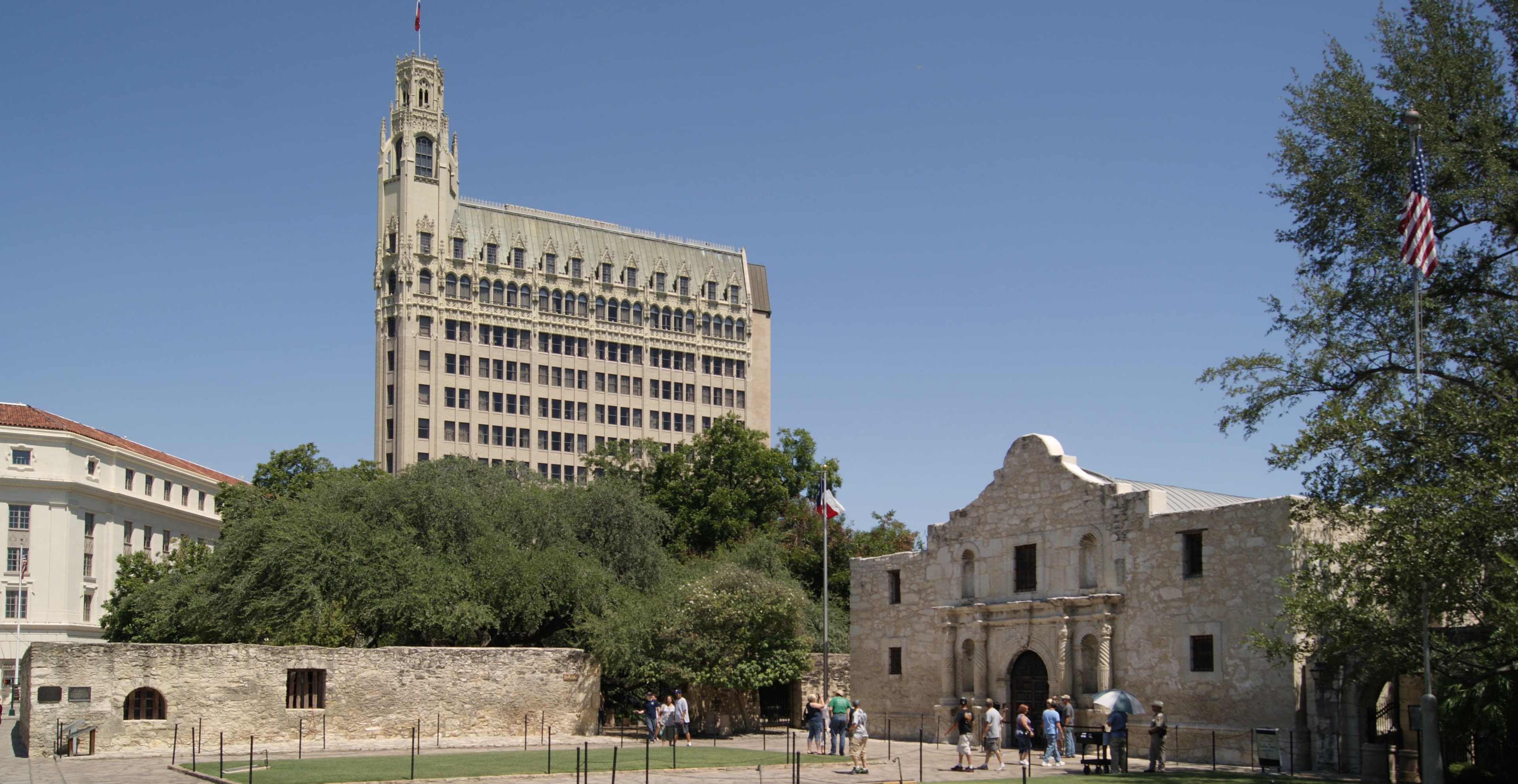 Front facade of the Alamo Mission in San Antonio, Texas.