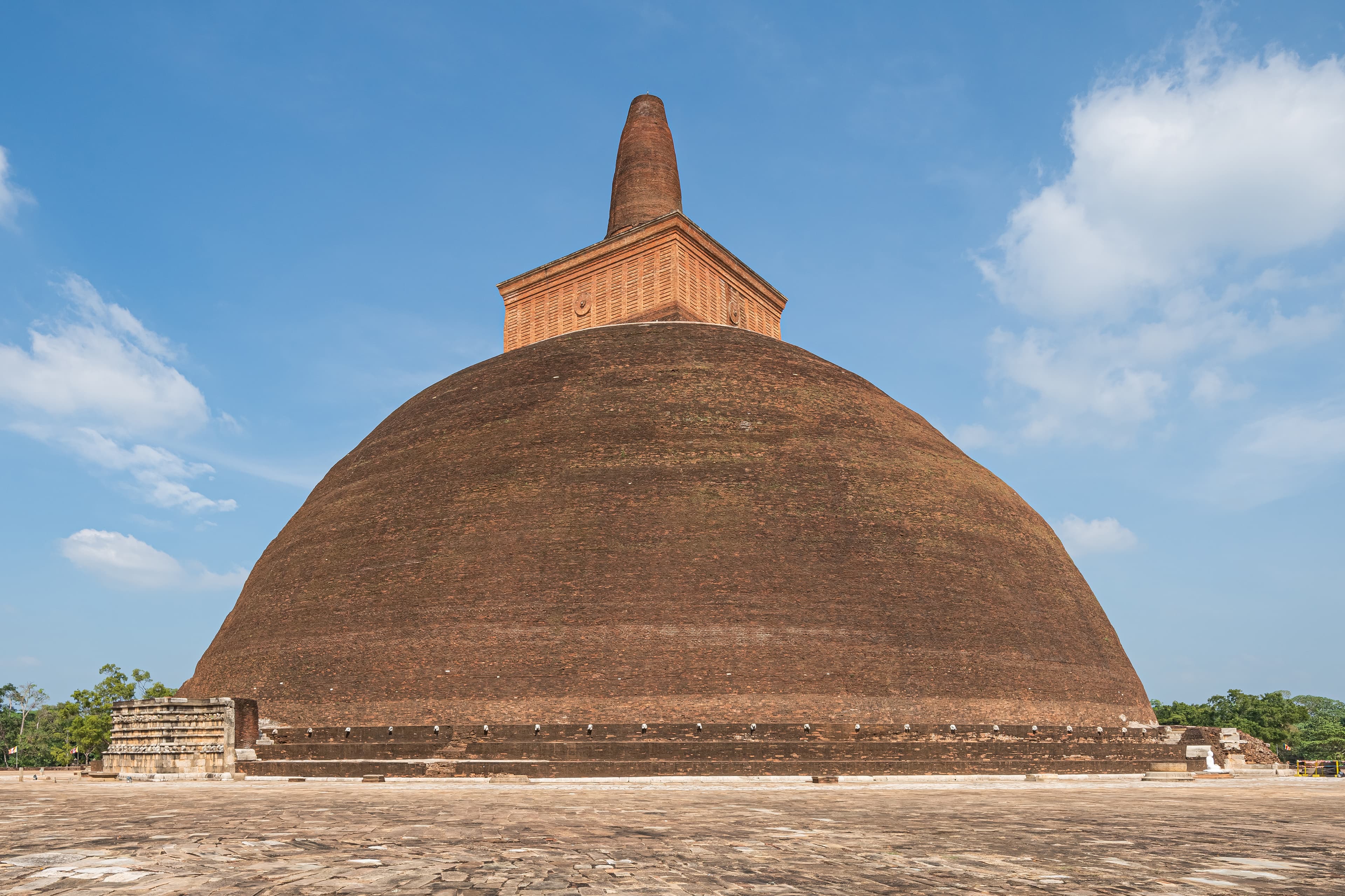 Abhayagiriya Stupa rising above the former Abhayagiri vihara monastery in Anuradhapura, Sri Lanka.